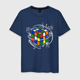 Мужская футболка хлопок с принтом Кубик Рубика в Санкт-Петербурге, 100% хлопок | прямой крой, круглый вырез горловины, длина до линии бедер, слегка спущенное плечо. | 