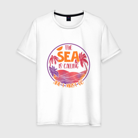 Мужская футболка хлопок с принтом Море зовет и я должен идти в Санкт-Петербурге, 100% хлопок | прямой крой, круглый вырез горловины, длина до линии бедер, слегка спущенное плечо. | 