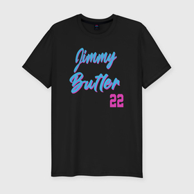 Мужская футболка хлопок Slim с принтом Jimmy Butler 22 в Тюмени, 92% хлопок, 8% лайкра | приталенный силуэт, круглый вырез ворота, длина до линии бедра, короткий рукав | 