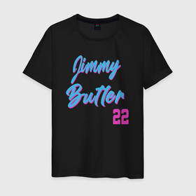 Мужская футболка хлопок с принтом Jimmy Butler 22 в Тюмени, 100% хлопок | прямой крой, круглый вырез горловины, длина до линии бедер, слегка спущенное плечо. | 