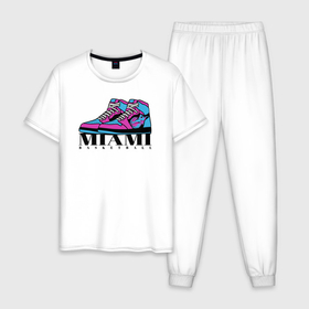 Мужская пижама хлопок с принтом Basketball Miami в Курске, 100% хлопок | брюки и футболка прямого кроя, без карманов, на брюках мягкая резинка на поясе и по низу штанин
 | 
