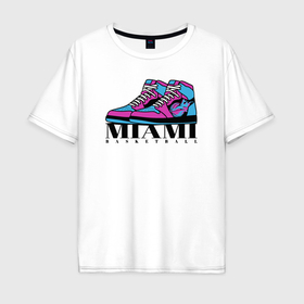 Мужская футболка хлопок Oversize с принтом Basketball Miami в Новосибирске, 100% хлопок | свободный крой, круглый ворот, “спинка” длиннее передней части | Тематика изображения на принте: 