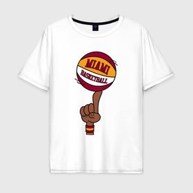 Мужская футболка хлопок Oversize с принтом Miami Heat baller в Новосибирске, 100% хлопок | свободный крой, круглый ворот, “спинка” длиннее передней части | Тематика изображения на принте: 