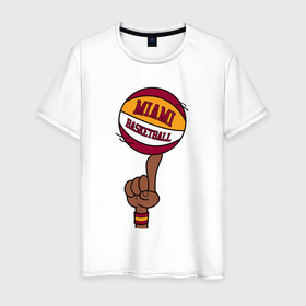 Мужская футболка хлопок с принтом Miami Heat baller в Петрозаводске, 100% хлопок | прямой крой, круглый вырез горловины, длина до линии бедер, слегка спущенное плечо. | 