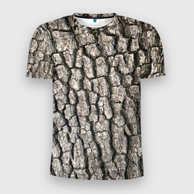 Мужская футболка 3D Slim с принтом кора дерева в Белгороде, 100% полиэстер с улучшенными характеристиками | приталенный силуэт, круглая горловина, широкие плечи, сужается к линии бедра | 