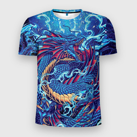 Мужская футболка 3D Slim с принтом Морской электрический дракон в Белгороде, 100% полиэстер с улучшенными характеристиками | приталенный силуэт, круглая горловина, широкие плечи, сужается к линии бедра | Тематика изображения на принте: 