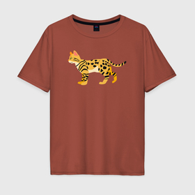 Мужская футболка хлопок Oversize с принтом Бенгальская красивая кошка , 100% хлопок | свободный крой, круглый ворот, “спинка” длиннее передней части | 