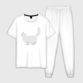 Мужская пижама хлопок с принтом Персидский красивый кот в Тюмени, 100% хлопок | брюки и футболка прямого кроя, без карманов, на брюках мягкая резинка на поясе и по низу штанин
 | 