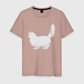 Мужская футболка хлопок с принтом Персидский красивый кот в Тюмени, 100% хлопок | прямой крой, круглый вырез горловины, длина до линии бедер, слегка спущенное плечо. | 