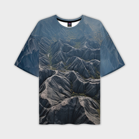 Мужская футболка oversize 3D с принтом Туман и скалы в Санкт-Петербурге,  |  | 