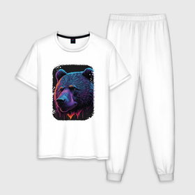 Мужская пижама хлопок с принтом Bears Wilderness , 100% хлопок | брюки и футболка прямого кроя, без карманов, на брюках мягкая резинка на поясе и по низу штанин
 | 