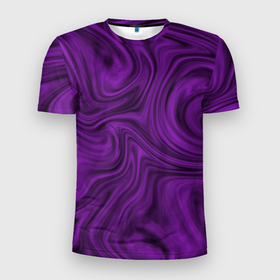 Мужская футболка 3D Slim с принтом Фиолетовая абстракция размытие в Санкт-Петербурге, 100% полиэстер с улучшенными характеристиками | приталенный силуэт, круглая горловина, широкие плечи, сужается к линии бедра | Тематика изображения на принте: 