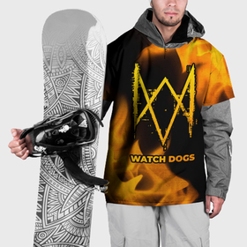 Накидка на куртку 3D с принтом Watch Dogs   gold gradient в Новосибирске, 100% полиэстер |  | Тематика изображения на принте: 