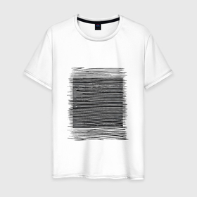 Мужская футболка хлопок с принтом Квадрат за полосами в Санкт-Петербурге, 100% хлопок | прямой крой, круглый вырез горловины, длина до линии бедер, слегка спущенное плечо. | 