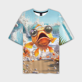 Мужская футболка oversize 3D с принтом Карп рыба ,  |  | 