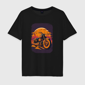 Мужская футболка хлопок Oversize с принтом Vintage Harley Tribute в Белгороде, 100% хлопок | свободный крой, круглый ворот, “спинка” длиннее передней части | 