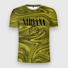 Мужская футболка 3D Slim с принтом Nirvana лого абстракция в Новосибирске, 100% полиэстер с улучшенными характеристиками | приталенный силуэт, круглая горловина, широкие плечи, сужается к линии бедра | Тематика изображения на принте: 
