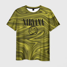Мужская футболка 3D с принтом Nirvana лого абстракция в Новосибирске, 100% полиэфир | прямой крой, круглый вырез горловины, длина до линии бедер | Тематика изображения на принте: 