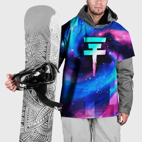 Накидка на куртку 3D с принтом Tokio Hotel неоновый космос в Тюмени, 100% полиэстер |  | Тематика изображения на принте: 