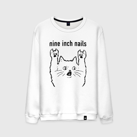 Мужской свитшот хлопок с принтом Nine Inch Nails   rock cat в Санкт-Петербурге, 100% хлопок |  | Тематика изображения на принте: 