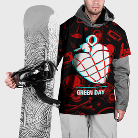 Накидка на куртку 3D с принтом Green Day rock glitch в Новосибирске, 100% полиэстер |  | 