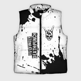 Мужской жилет утепленный 3D с принтом Five Finger Death Punch и рок символ на светлом фоне в Курске,  |  | Тематика изображения на принте: 