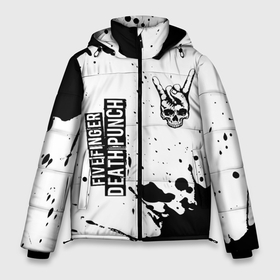 Мужская зимняя куртка 3D с принтом Five Finger Death Punch и рок символ на светлом фоне , верх — 100% полиэстер; подкладка — 100% полиэстер; утеплитель — 100% полиэстер | длина ниже бедра, свободный силуэт Оверсайз. Есть воротник-стойка, отстегивающийся капюшон и ветрозащитная планка. 

Боковые карманы с листочкой на кнопках и внутренний карман на молнии. | Тематика изображения на принте: 