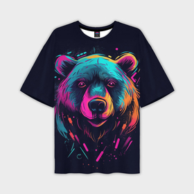 Мужская футболка oversize 3D с принтом Яркий медведь: арт нейросети в Кировске,  |  | 