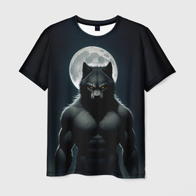 Мужская футболка 3D с принтом Темный оборотень в Екатеринбурге, 100% полиэфир | прямой крой, круглый вырез горловины, длина до линии бедер | 