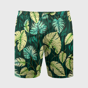 Мужские шорты спортивные с принтом Листья узор тропический в Курске,  |  | 