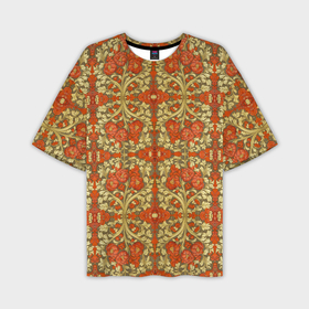 Мужская футболка oversize 3D с принтом Красно золотой средневековый узор в Курске,  |  | 