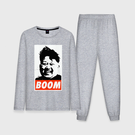 Мужская пижама с лонгсливом хлопок с принтом Boom Ким Чен Ын в Санкт-Петербурге,  |  | Тематика изображения на принте: 