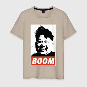 Мужская футболка хлопок с принтом Boom Ким Чен Ын в Курске, 100% хлопок | прямой крой, круглый вырез горловины, длина до линии бедер, слегка спущенное плечо. | 