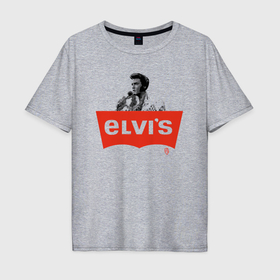 Мужская футболка хлопок Oversize с принтом Elvis в Курске, 100% хлопок | свободный крой, круглый ворот, “спинка” длиннее передней части | Тематика изображения на принте: 