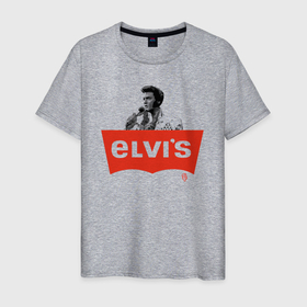 Мужская футболка хлопок с принтом Elvis в Курске, 100% хлопок | прямой крой, круглый вырез горловины, длина до линии бедер, слегка спущенное плечо. | 