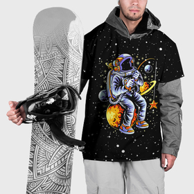 Накидка на куртку 3D с принтом Космонавт на рыбалке   неон , 100% полиэстер |  | 