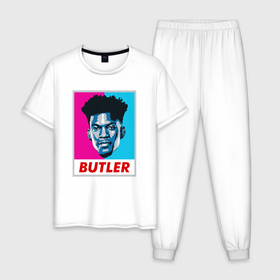 Мужская пижама хлопок с принтом Butler в Тюмени, 100% хлопок | брюки и футболка прямого кроя, без карманов, на брюках мягкая резинка на поясе и по низу штанин
 | 