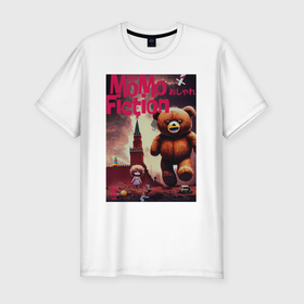 Мужская футболка хлопок Slim с принтом MoMo   Плюшевый медведь на Красной площади в Москве в Екатеринбурге, 92% хлопок, 8% лайкра | приталенный силуэт, круглый вырез ворота, длина до линии бедра, короткий рукав | 
