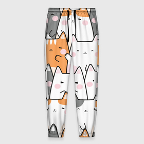 Мужские брюки 3D с принтом Семья котиков в Екатеринбурге, 100% полиэстер | манжеты по низу, эластичный пояс регулируется шнурком, по бокам два кармана без застежек, внутренняя часть кармана из мелкой сетки | 