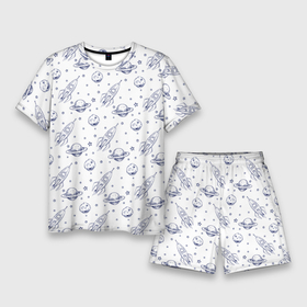 Мужской костюм с шортами 3D с принтом Ракеты и астероиды в Ухте,  |  | Тематика изображения на принте: 