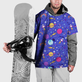 Накидка на куртку 3D с принтом Планеты и кометы в Екатеринбурге, 100% полиэстер |  | 