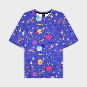 Мужская футболка oversize 3D с принтом Планеты и кометы в Екатеринбурге,  |  | 