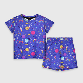 Детский костюм с шортами 3D с принтом Планеты и кометы в Тюмени,  |  | 
