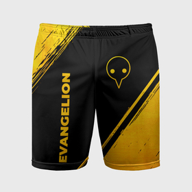 Мужские шорты спортивные с принтом Evangelion   gold gradient: надпись, символ ,  |  | Тематика изображения на принте: 