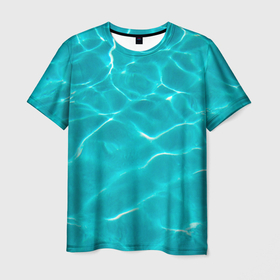 Мужская футболка 3D с принтом Волны море в Новосибирске, 100% полиэфир | прямой крой, круглый вырез горловины, длина до линии бедер | 