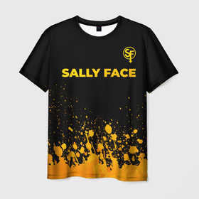 Мужская футболка 3D с принтом Sally Face   gold gradient: символ сверху в Санкт-Петербурге, 100% полиэфир | прямой крой, круглый вырез горловины, длина до линии бедер | 