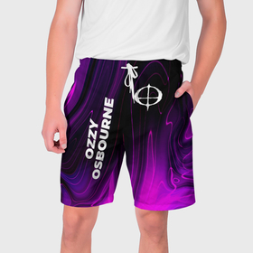 Мужские шорты 3D с принтом Ozzy Osbourne violet plasma в Белгороде,  полиэстер 100% | прямой крой, два кармана без застежек по бокам. Мягкая трикотажная резинка на поясе, внутри которой широкие завязки. Длина чуть выше колен | 