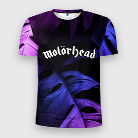 Мужская футболка 3D Slim с принтом Motorhead neon monstera в Курске, 100% полиэстер с улучшенными характеристиками | приталенный силуэт, круглая горловина, широкие плечи, сужается к линии бедра | 