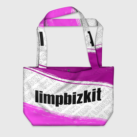 Пляжная сумка 3D с принтом Limp Bizkit rock legends: надпись и символ в Белгороде, 100% полиэстер | застегивается на металлическую кнопку; внутренний карман застегивается на молнию. Стенки укреплены специальным мягким материалом, чтобы защитить содержимое от несильных ударов
 | 