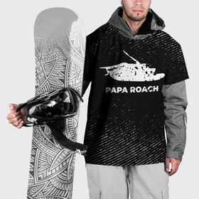 Накидка на куртку 3D с принтом Papa Roach с потертостями на темном фоне , 100% полиэстер |  | 